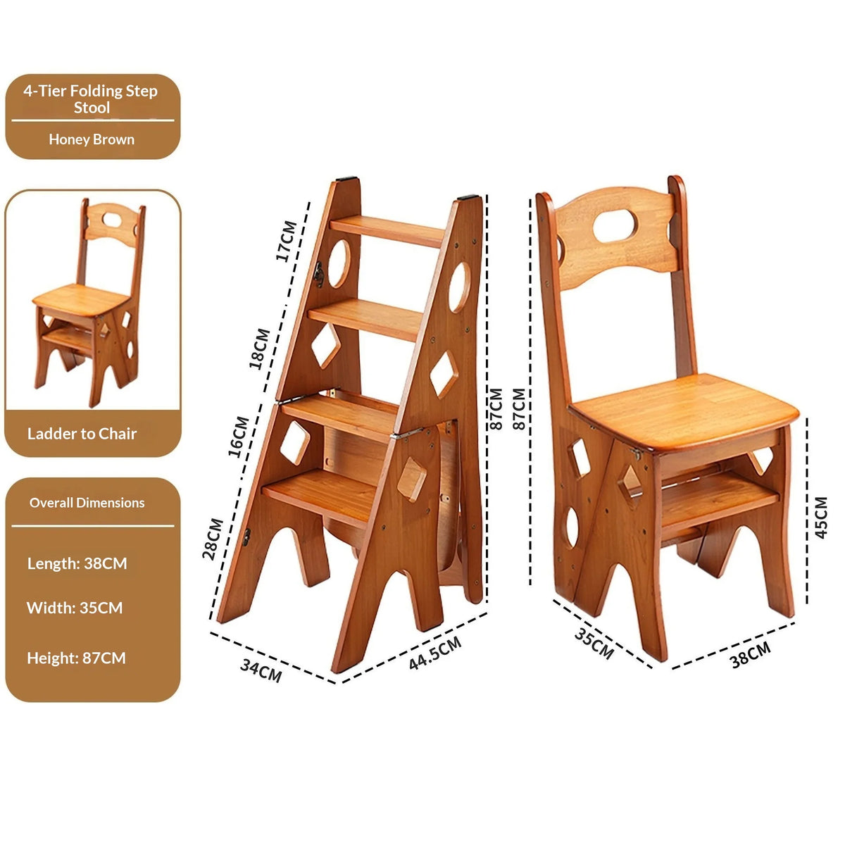 decorative wooden ladder - product view 3