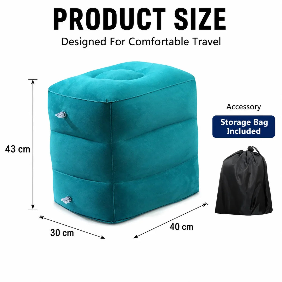 Inflatable Foot Rest Pillow, Three-Layer PVC Cushion, Portable Adjustable Footstool for Airplane Travel, Office and Home - product view 2