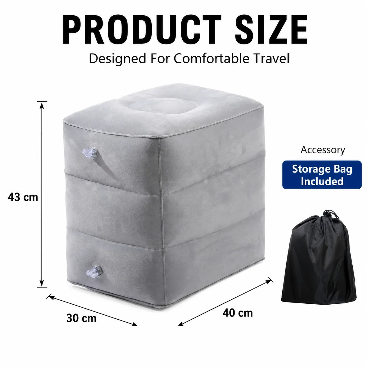 Inflatable Foot Rest Pillow, Three-Layer PVC Cushion, Portable Adjustable Footstool for Airplane Travel, Office and Home - product view 3