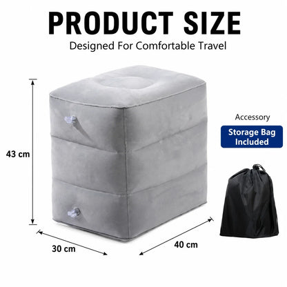 Inflatable Foot Rest Pillow, Three-Layer PVC Cushion, Portable Adjustable Footstool for Airplane Travel, Office and Home - product view 3