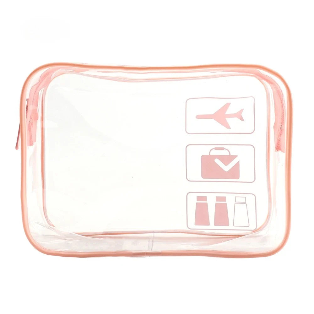 Clear Toiletry Bag, Transparent PVC Makeup Pouch with Zipper Closure, TSA Travel Wash Organizer in Pink, Black and More - product view 1