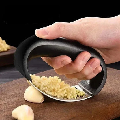 Stainless Steel Garlic Press, Ergonomic Manual Squeezer for Garlic and Ginger, Compact Black Kitchen Tool - product view 3