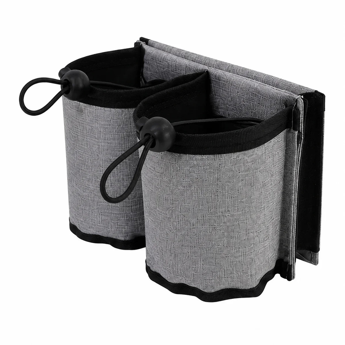 Luggage Cup Holder, Foldable Fabric Travel Drink Carrier with Dual Cup Sleeves and Storage Pocket for Suitcase Handles - product view 1