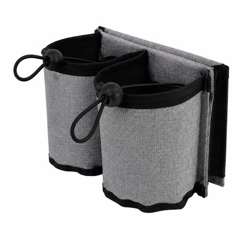 Luggage Cup Holder, Foldable Fabric Travel Drink Carrier with Dual Cup Sleeves and Storage Pocket for Suitcase Handles - product view 1