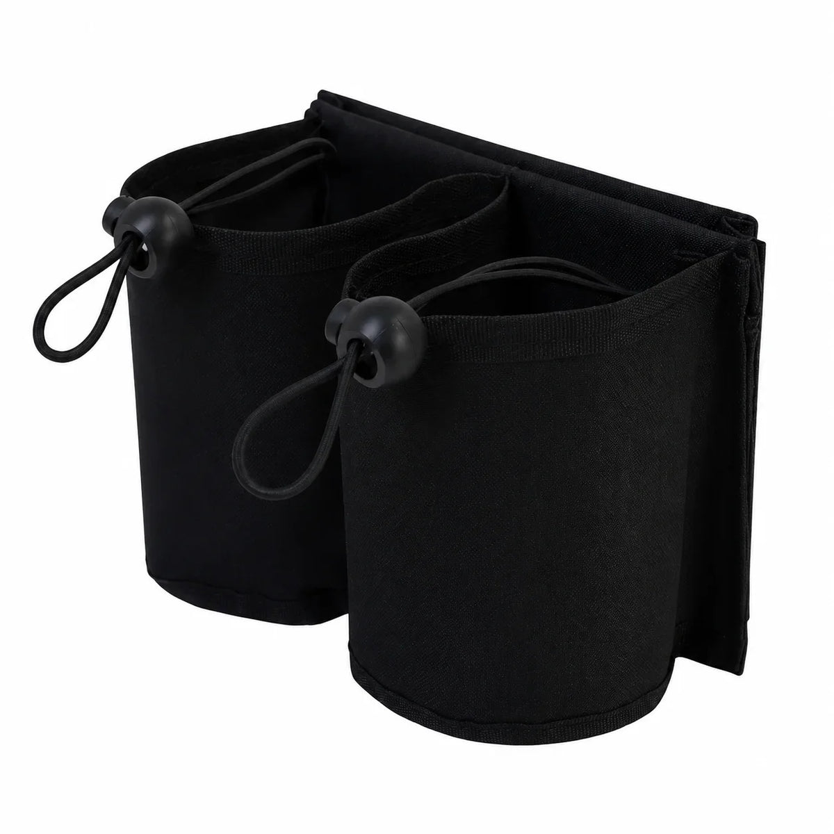 Luggage Cup Holder, Foldable Fabric Travel Drink Carrier with Dual Cup Sleeves and Storage Pocket for Suitcase Handles - product view 4