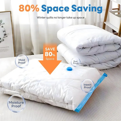 Vacuum Compression Storage Bags for Bedding, Reusable PA+PE Flat Bags, 60x80cm or 80x100cm, 1-Piece Option - product view 3
