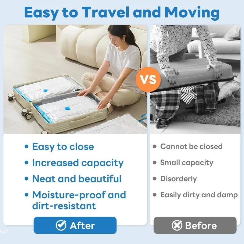 Vacuum Compression Storage Bags for Bedding, Reusable PA+PE Flat Bags, 60x80cm or 80x100cm, 1-Piece Option - product view 6