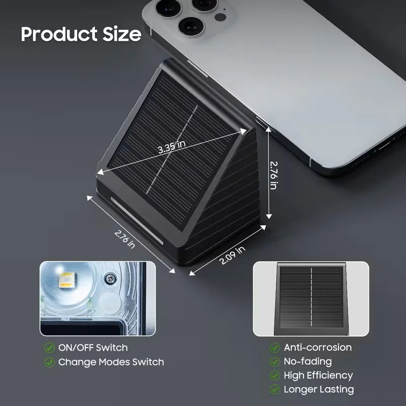 Solar Fence Lights, Automatic LED Deck Lighting, 5V, ABS Outdoor Holiday Décor with Black or White Pack Options - product view 6