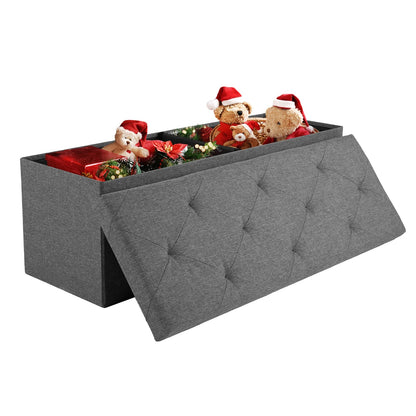 Storage Ottoman Footstool, Foldable Living Room Bench with Hidden Storage, Easy Assembly, Plastic Frame, Small or Big - product view 4