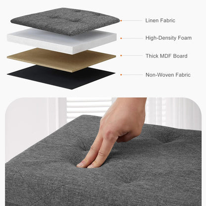 Storage Ottoman Footstool, Foldable Living Room Bench with Hidden Storage, Easy Assembly, Plastic Frame, Small or Big - product view 5