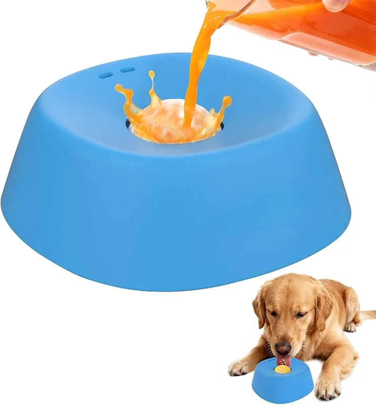 Plastic Slow Feeder Dog Bowl, Liquid Treat Lick Bowl with Rolling Ball, Anti-Slip Base for Bone Broth and Yogurt - product view 2