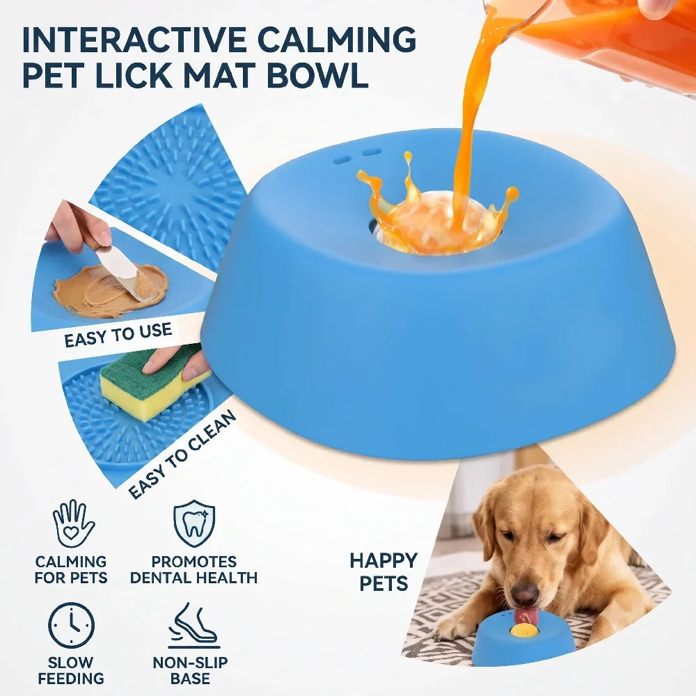 Plastic Slow Feeder Dog Bowl, Liquid Treat Lick Bowl with Rolling Ball, Anti-Slip Base for Bone Broth and Yogurt - product view 3
