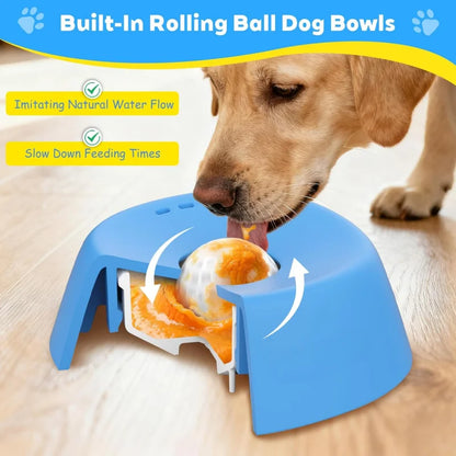 Plastic Slow Feeder Dog Bowl, Liquid Treat Lick Bowl with Rolling Ball, Anti-Slip Base for Bone Broth and Yogurt - product view 4