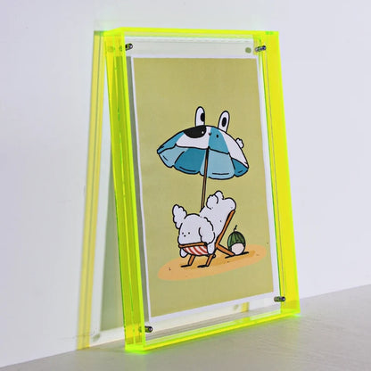 Freestanding Acrylic Floating Photo Frame, Colorful Modern Tabletop Display for Prints and Kpop Merch, 8 Sizes and 16 Colors - product view 4
