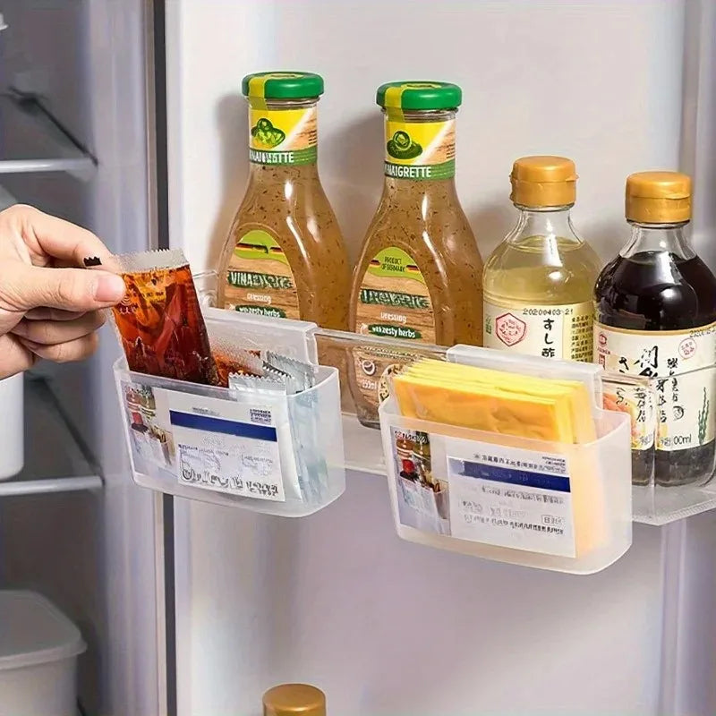 2-Piece Hanging Refrigerator Organizer, Reusable Plastic Cheese Slice Storage Containers for Kitchen and Bathroom Use - product view 6