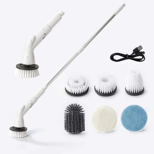 Electric Spin Scrubber with Long Handle, Replaceable Brush Heads for Bathroom Floors, Gaps and Toilets, Under 20 V - product view 1