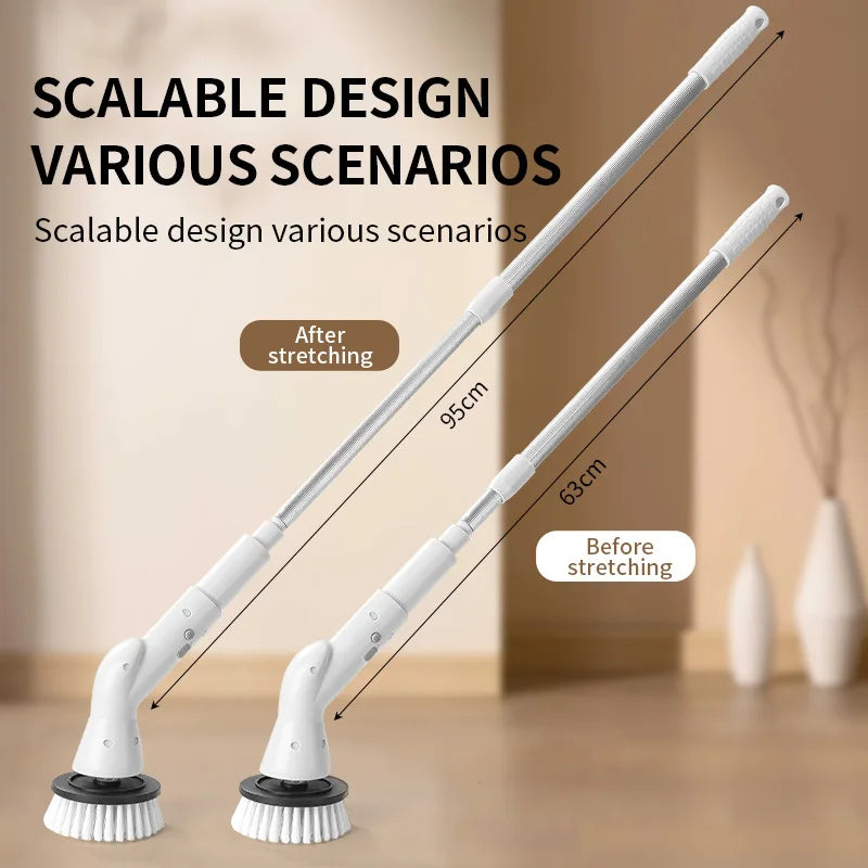 Electric Spin Scrubber with Long Handle, Replaceable Brush Heads for Bathroom Floors, Gaps and Toilets, Under 20 V - product view 3