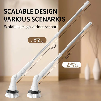 Electric Spin Scrubber with Long Handle, Replaceable Brush Heads for Bathroom Floors, Gaps and Toilets, Under 20 V - product view 3