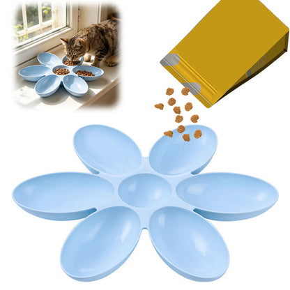 6-Compartment Cat Bowl, Rounded Non-Slip Reusable Pet Feeder for Cats, Kittens, Puppies and Small Pets - product view 4