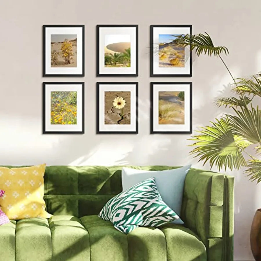 Set of 5 Classic Black Wood Picture Frames, 11 x 14 Inch Wall Gallery Frames for 8 x 10 Photos with Mat - product view 2