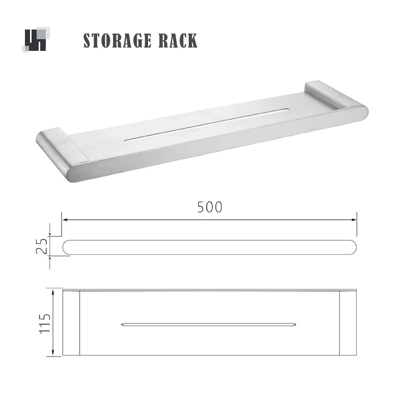 Brushed Stainless Steel Shower Storage Rack, Single-Tier Wall-Mounted Bathroom Shelf, Multiple Finishes - product view 1