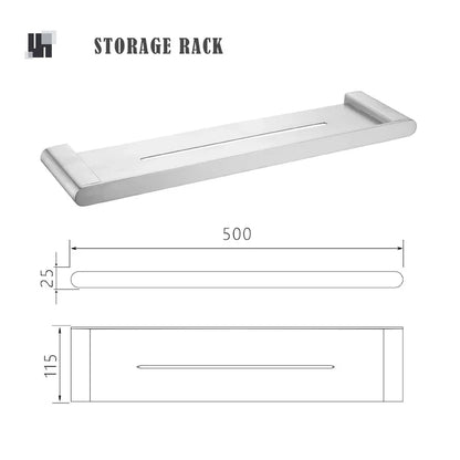 Brushed Stainless Steel Shower Storage Rack, Single-Tier Wall-Mounted Bathroom Shelf, Multiple Finishes - product view 1