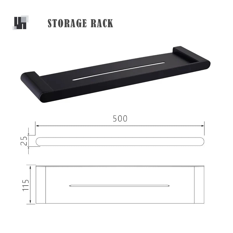 Brushed Stainless Steel Shower Storage Rack, Single-Tier Wall-Mounted Bathroom Shelf, Multiple Finishes - product view 2