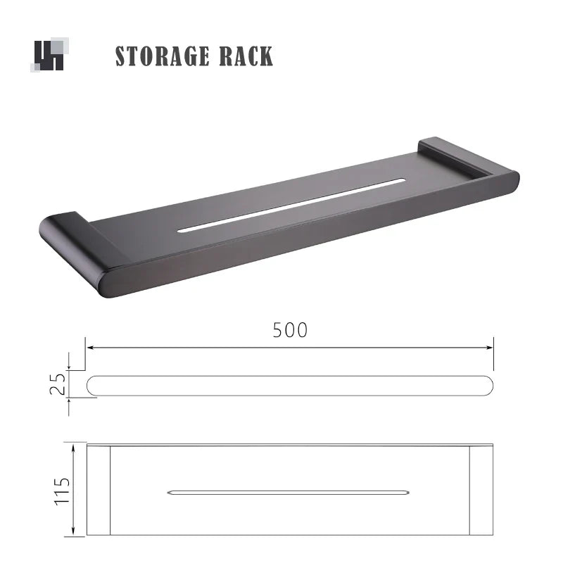 Brushed Stainless Steel Shower Storage Rack, Single-Tier Wall-Mounted Bathroom Shelf, Multiple Finishes - product view 3