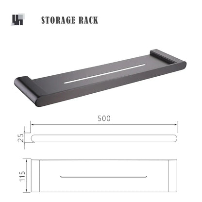 Brushed Stainless Steel Shower Storage Rack, Single-Tier Wall-Mounted Bathroom Shelf, Multiple Finishes - product view 3