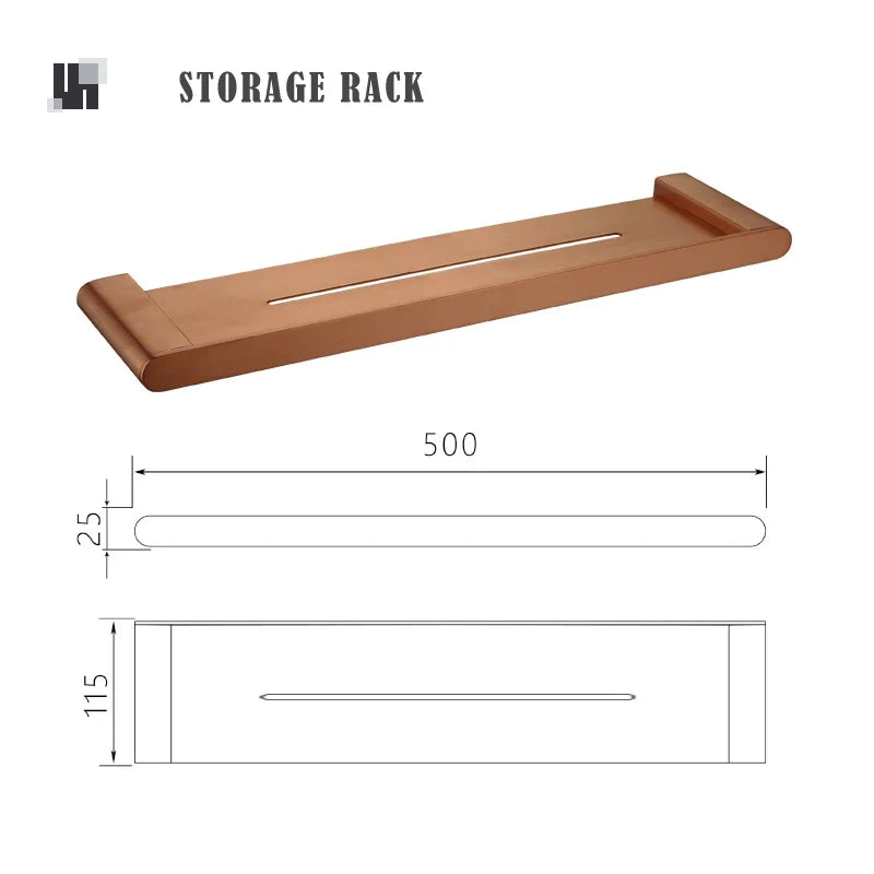 Brushed Stainless Steel Shower Storage Rack, Single-Tier Wall-Mounted Bathroom Shelf, Multiple Finishes - product view 5