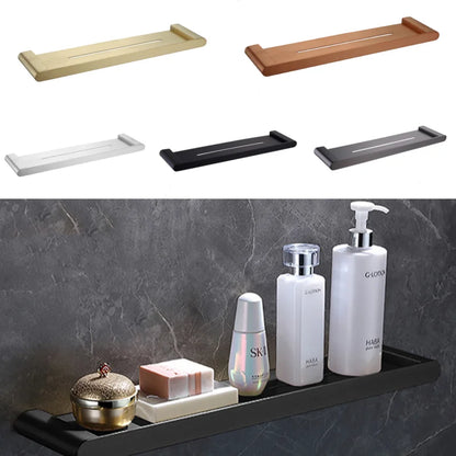 Brushed Stainless Steel Shower Storage Rack, Single-Tier Wall-Mounted Bathroom Shelf, Multiple Finishes - product view 6