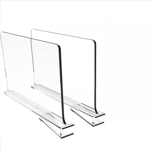 Clear Acrylic Closet Shelf Dividers, 2 or 4 Piece Set, 12 x 8 x 1.2 in, Fits 0.4–0.95 in Shelves - product view 1