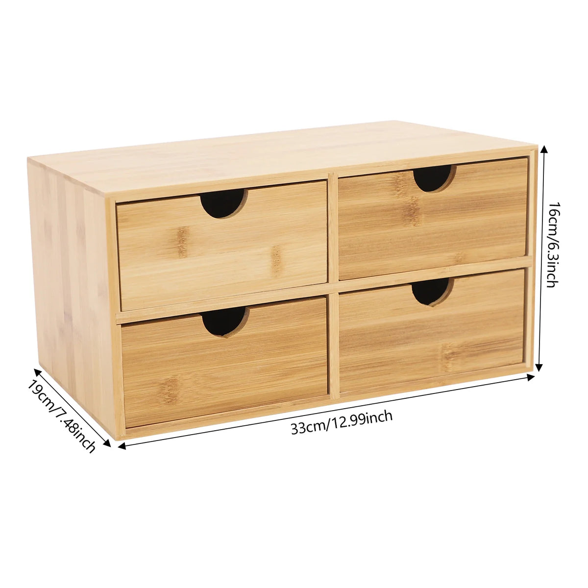 Bamboo Desk Organizer, 4 Drawer Desktop Storage Box with Detachable Drawers and Ready-to-Use Vertical Design - product view 1
