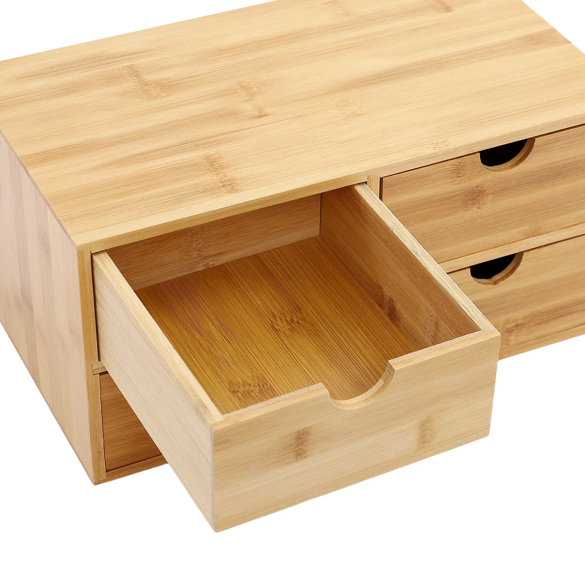 Bamboo Desk Organizer, 4 Drawer Desktop Storage Box with Detachable Drawers and Ready-to-Use Vertical Design - product view 6