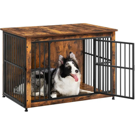 38.6-Inch Dog Crate Furniture, Heavy-Duty Steel and Engineered Wood Kennel with 2 Doors, Side Table for Dogs up to 70 lb - product view 1