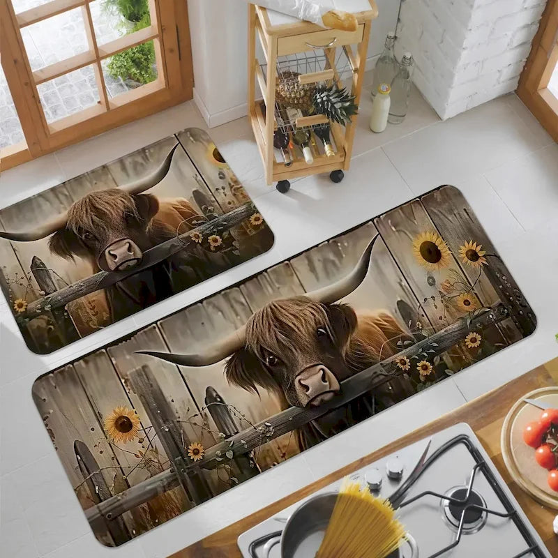 Animal Pattern Anti-Fatigue Kitchen Rug, Waterproof Non-Slip Machine-Made Floor Mat with PVC Backing, 6 Size Options - product view 2