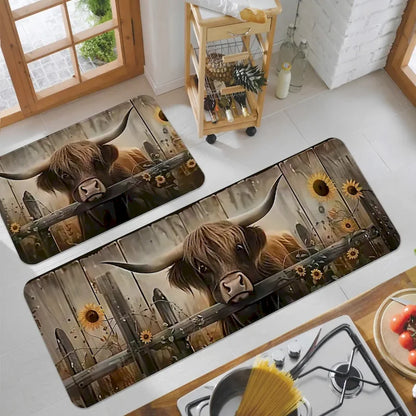 Animal Pattern Anti-Fatigue Kitchen Rug, Waterproof Non-Slip Machine-Made Floor Mat with PVC Backing, 6 Size Options - product view 2