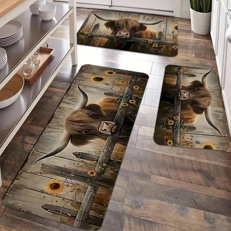 Animal Pattern Anti-Fatigue Kitchen Rug, Waterproof Non-Slip Machine-Made Floor Mat with PVC Backing, 6 Size Options - product view 3