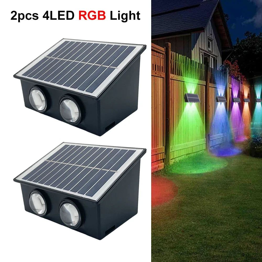 Solar Wall Light, Automatic LED Landscape Lighting, Contemporary Self-Contained Design, Warm or RGB Options for Garden and Patio - product view 3