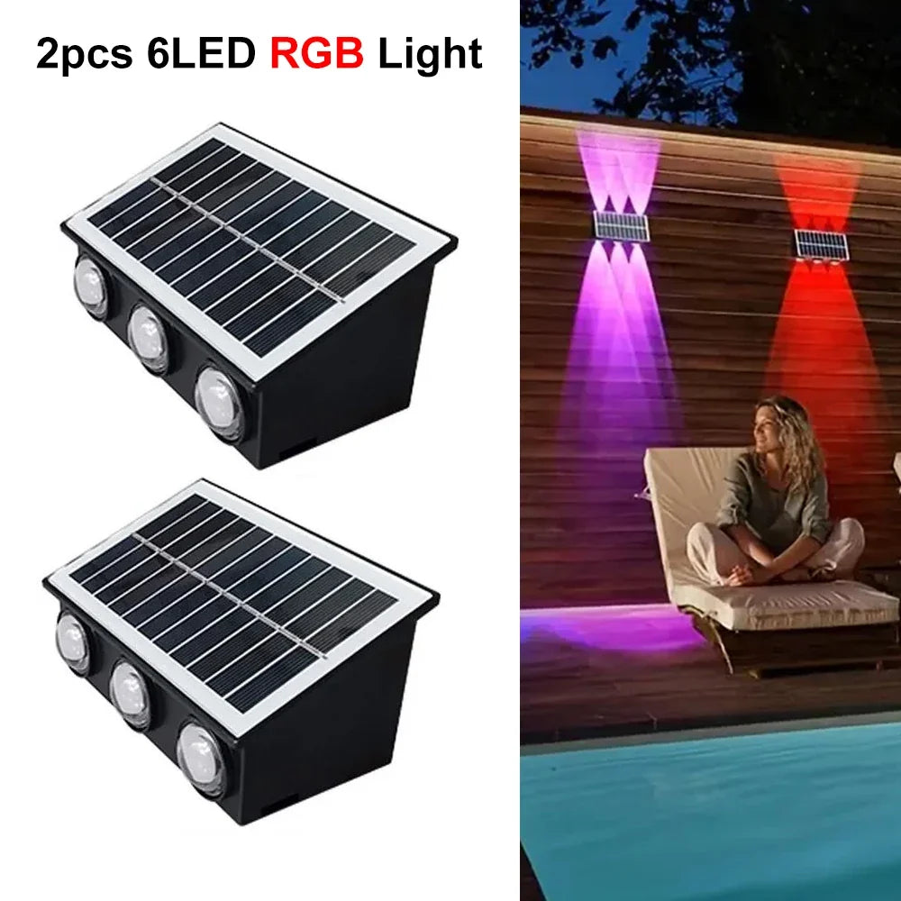 Solar Wall Light, Automatic LED Landscape Lighting, Contemporary Self-Contained Design, Warm or RGB Options for Garden and Patio - product view 4