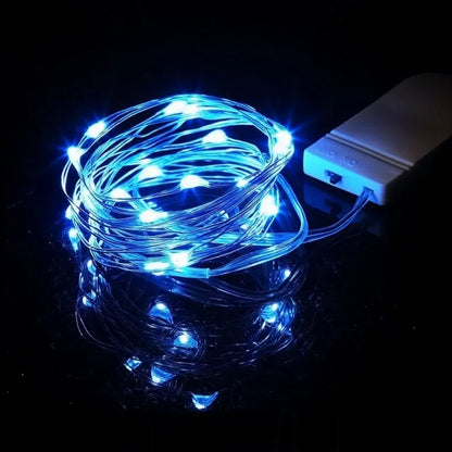 Battery-Operated LED String Lights, Silver Wire Starry Fairy Lights, 8 Light Colors and 1–10 m Lengths for Holiday Décor - product view 2