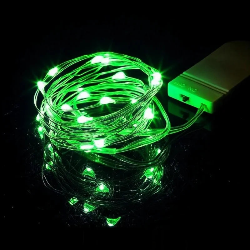 Battery-Operated LED String Lights, Silver Wire Starry Fairy Lights, 8 Light Colors and 1–10 m Lengths for Holiday Décor - product view 4