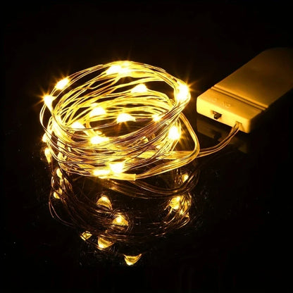 Battery-Operated LED String Lights, Silver Wire Starry Fairy Lights, 8 Light Colors and 1–10 m Lengths for Holiday Décor - product view 6