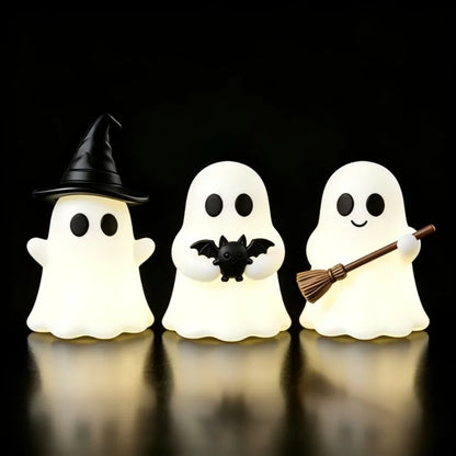Halloween Mini Ghost Statue, Glow-in-the-Dark PVC Ornament, Soft Spooky Table Decor in 3, 6 or 9 Pieces - product view 2