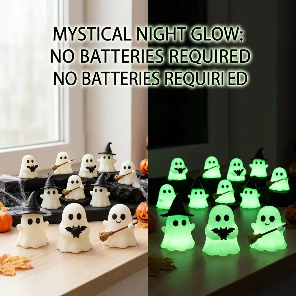 Halloween Mini Ghost Statue, Glow-in-the-Dark PVC Ornament, Soft Spooky Table Decor in 3, 6 or 9 Pieces - product view 4