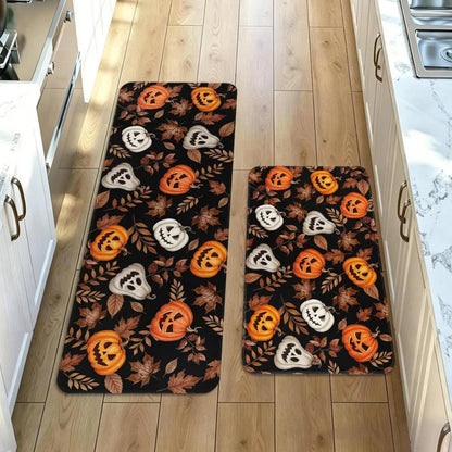 Halloween Pumpkin Spider Web Kitchen Mat, Non-Slip Fade-Resistant Polyester Rug with PVC Backing, Single or 2-Piece Sets - product view 4