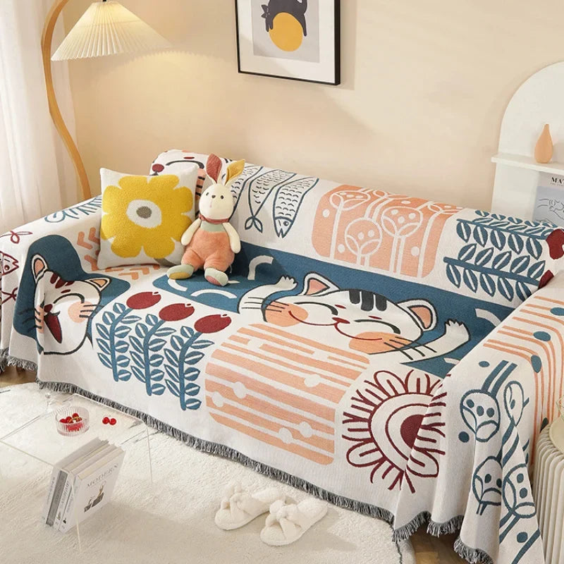 Knitted Sofa Cushion Cover, Contemporary Polyester Slipcover for Home, Office or Outdoor Décor, Random 1-Piece Color - product view 2