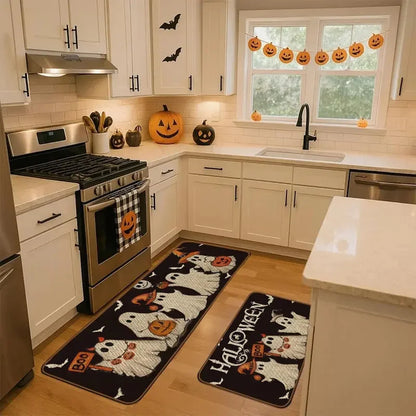 Halloween Runner Rug, Cartoon Ghost Pumpkin Bat Pattern, Non-Slip Fade-Resistant Polyester Floor Mat for Kitchen Hallway - product view 2