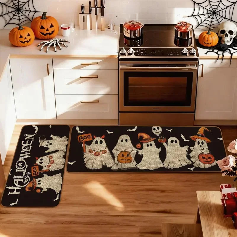Halloween Runner Rug, Cartoon Ghost Pumpkin Bat Pattern, Non-Slip Fade-Resistant Polyester Floor Mat for Kitchen Hallway - product view 4