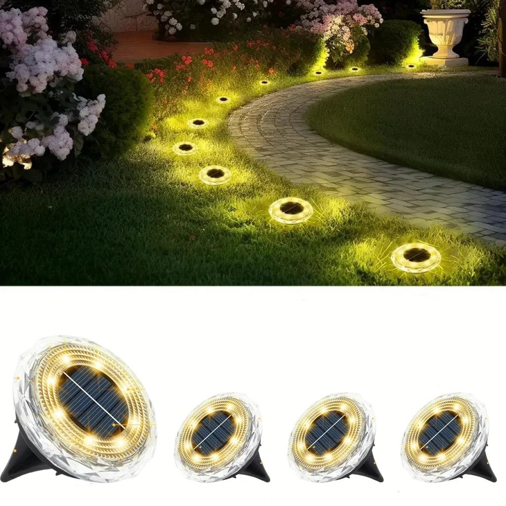 Solar Outdoor Spotlights, 8 LED Underground Garden Lights, Dimmable Warm White Pathway Lamps, 4, 8 or 16-Piece Sets - product view 1